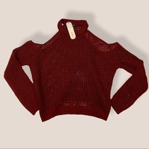 LF MILLAU Red Shoulder-less Cutout Sweater